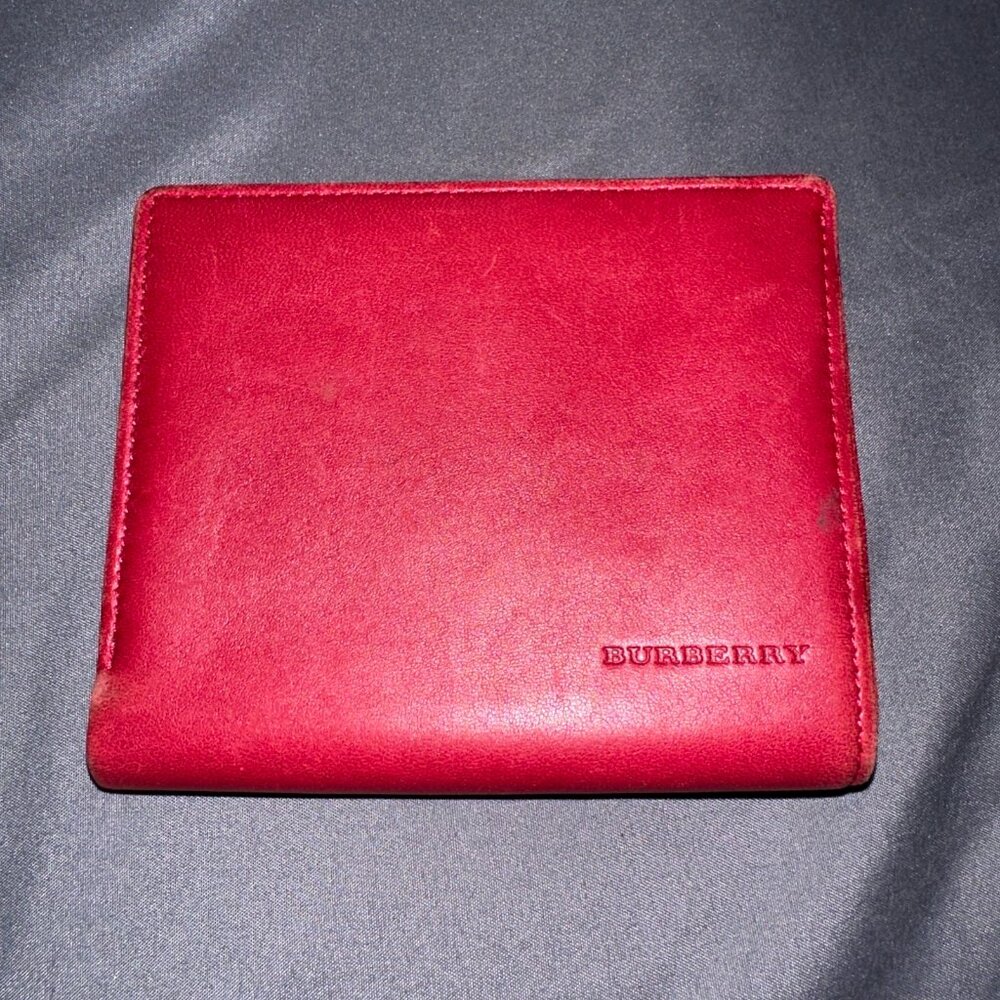 Burberry Red Bifold Wallet No box Comes with COA ATTACHED